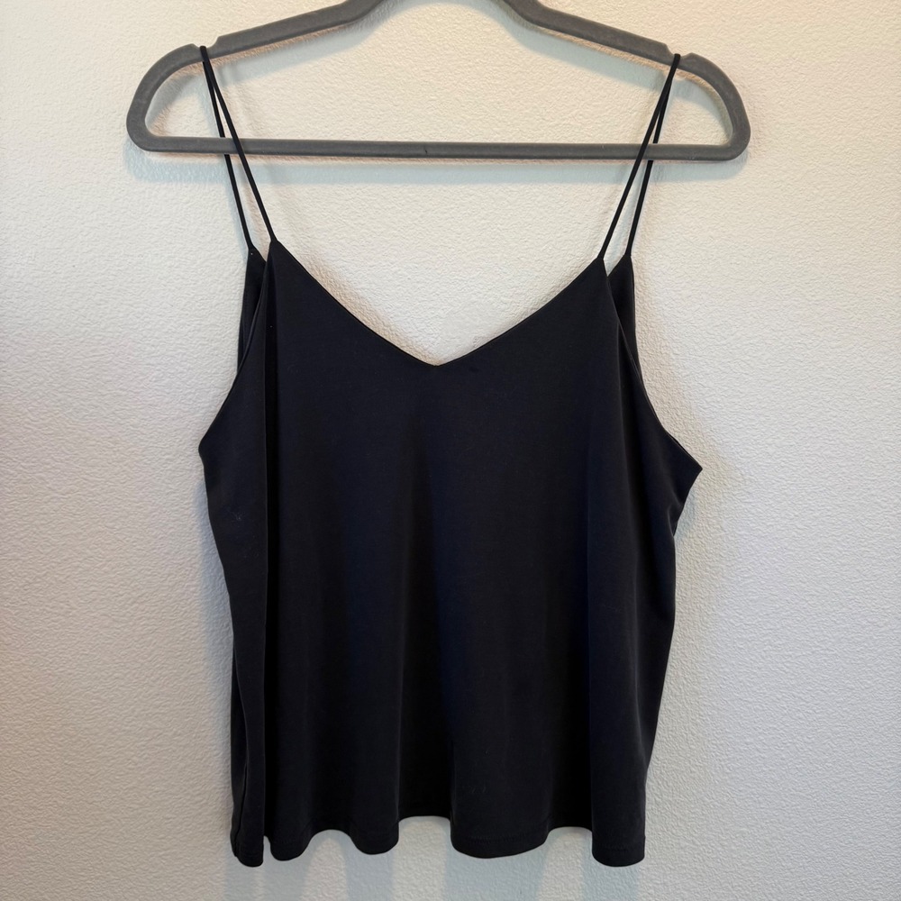 Carly Jean Los Angeles Black‎ Spaghetti Strap Modal Tank Top V Neck Size M